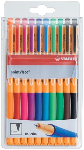 STABILO pointVisco roller, 0,5 mm, étui de 10 pièces en couleurs assorties 10 Stuk