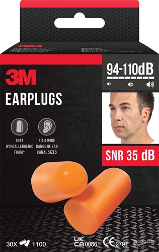 3M bouchons d'oreilles 1100, isolation phonique jusq'à 35 dB, blister de 30 pièces