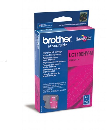 Brother inktcartridge, 750 pagina's, OEM LC-1100HYM, magenta 1 Stuk