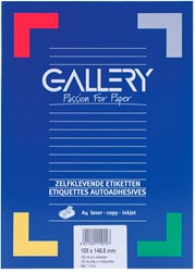 Gallery étiquettes blanches, ft 105 x 148,5 mm (l x h), coins carrés, 4 par feuille