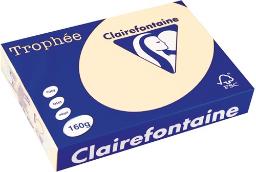 Clairefontaine Trophée Pastel, papier couleur, A4, 160 g, 250 feuilles, ivoire