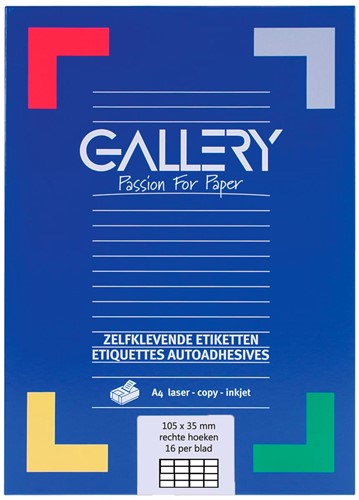 Gallery étiquettes blanches, ft 105 x 35 mm (l x h), coins carrés, boîte de 1.600 étiquettes