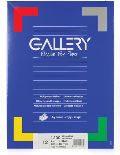 Gallery étiquettes blanches, ft 105 x 48 mm (l x h), coins carrés, boîte de 1.200 étiquettes