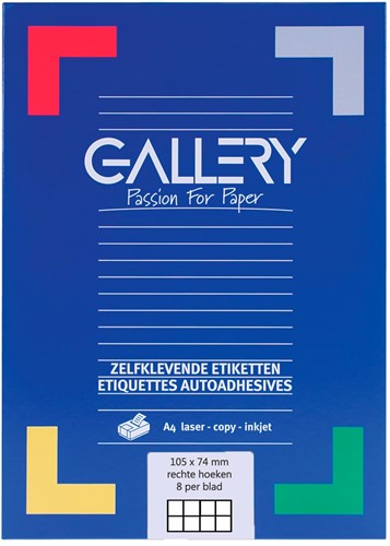 Gallery witte etiketten Ft 105 x 74 mm (b x h), rechte hoeken, doos van 800 etiketten