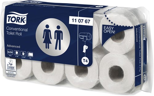 Tork toiletpapier Advanced, 2-laags, systeem T4, 250 vellen, pak van 8 rollen