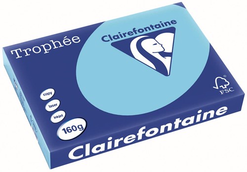 Clairefontaine Trophée Pastel, gekleurd papier, A3, 160 g, 250 vel, helblauw