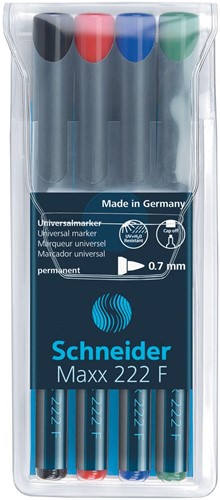 Schneider permanent marker Maxx 222, etui de 4 pièces en couleurs assorties