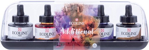 Talens Ecoline peinture à l'eau flacon de 30 ml, set de 5 flacons en couleurs supplémentaires 5 Stuk