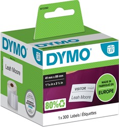 Dymo étiquettes LabelWriter, ft 89 x 41 mm, amovible, blanc, 300 étiquettes 300 Stuk