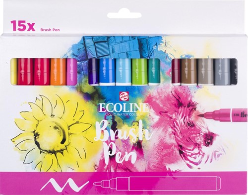 Talens Ecoline Brush pen, etui van 15 stuks, assorti