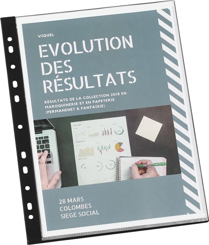 Viquel protège-documents avec perforation 11 trous, ft A4, 20 pochettes