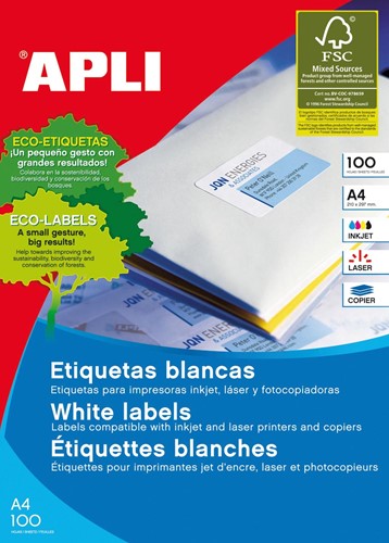 Apli Etiquettes colorées ft 70 x 37 mm (l x h), jaune, 2.400 pièces, 24 par feuille