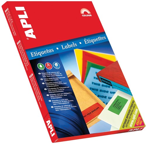 Apli Etiquettes colorées ft 70 x 37 mm (l x h), vert, 2.400 pièces, 24 par feuille
