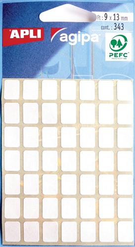 Agipa witte etiketten in etui ft 9 x 13 mm (b x h), 343 stuks, 49 per blad