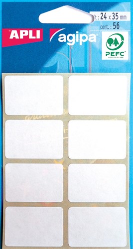 Agipa étiquettes blanches en pochette ft 24 x 35 mm (l x h), 56 pièces, 8 par feuille