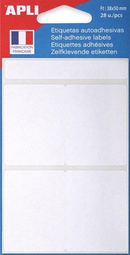 Agipa étiquettes blanches en pochette ft 38 x 50 mm (l x h), 28 pièces, 4 par feuille
