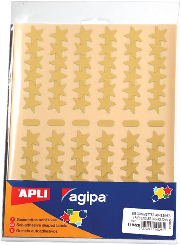 Agipa metallic stickers, blister met 288 stuks, goud en zilver, ster 20 mm