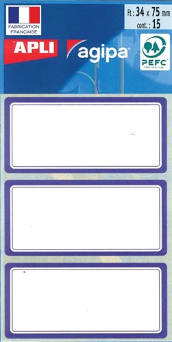 Agipa étiquettes écoliers ft 75 x 34 mm (l x h), 24 étiquettes par étui, bord bleu