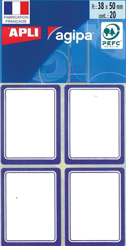 Agipa étiquettes écoliers ft 38 x 50 mm (l x h), 32 étiquettes par étui, bord bleu