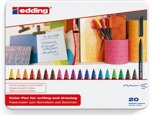 Edding feutre e-1200 20 feutres en boîte métallique 20 Stuk