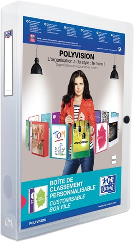 OXFORD Polyvision personaliseerbare elastobox, formaat A4, uit PP, rug van 4 cm, transparant 1 Stuk