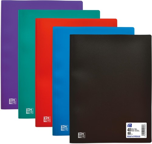 OXFORD Initial protège documents, ft A4, en PP fort, 40 pochettes, couleurs assorties