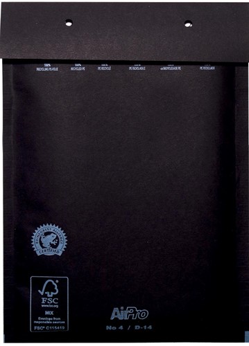 Luchtkussenenveloppen 180x265 mm, doos van 100 stuks, zwart