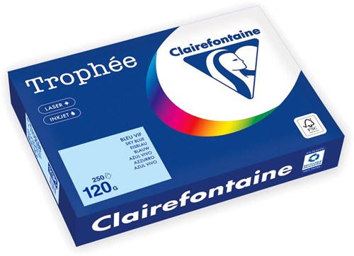 Clairefontaine Trophée Pastel, papier couleur, A4, 120 g, 250 feuilles, bleu
