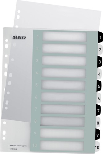 Leitz WOW printbare index, 10 tabs, zwart-wit