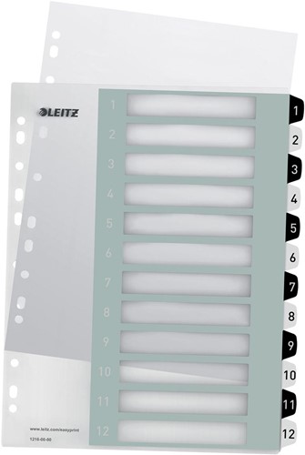 Leitz WOW printbare index, 12 tabs, zwart-wit