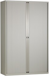 Bisley roldeurkast, ft 198 x 120 x 43 cm (h x b x d), 4 legborgen, lichtgrijs