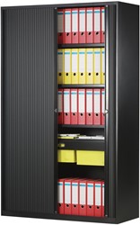 Bisley roldeurkast, ft 198 x 120 x 43 cm (h x b x d), 4 legborden, zwart