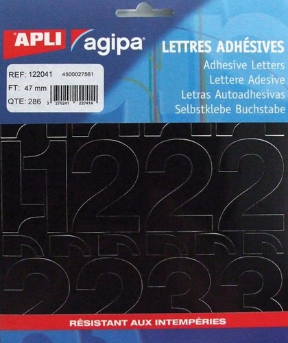 Agipa étiquettes chiffres hauteur des lettres 47 mm (l x h), 286 chiffres