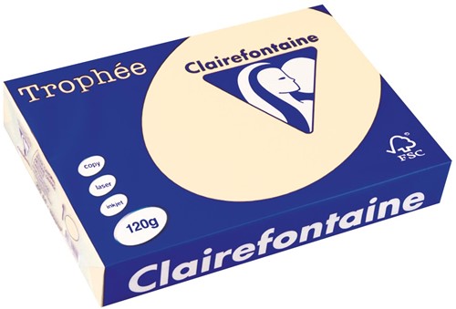 Clairefontaine Trophée Pastel, gekleurd papier, A4, 120 g, 250 vel, crème