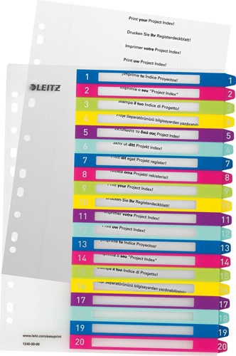 Leitz WOW intercalaires imprimables, 20 onglets