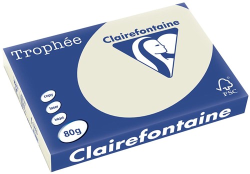 Clairefontaine Trophée Pastel, gekleurd papier, A3, 80 g, 500 vel, parelgrijs