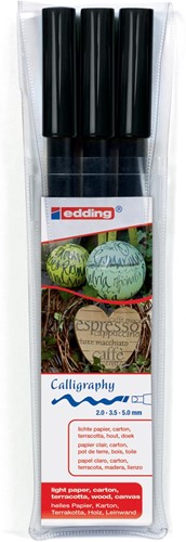 Edding Calligraphy Pen, e-1255, étui de 3 feutres de largeur de trait assorties 3 Stuk