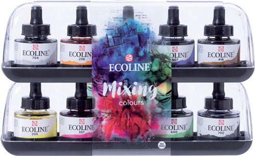 Talens Ecoline peinture à l'eau flacon de 30 ml, set de 10 flacons en couleurs assorties 10 Stuk