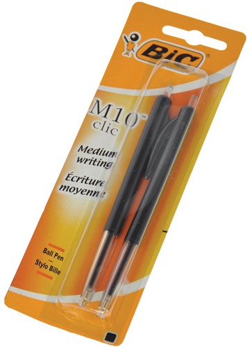 Bic stylo bille M10 Clic sous blister, pointe moyenne, noir 2 Stuk