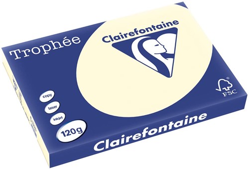 Clairefontaine Trophée Pastel, papier couleur, A3, 120 g, 250 feuilles, ivoire