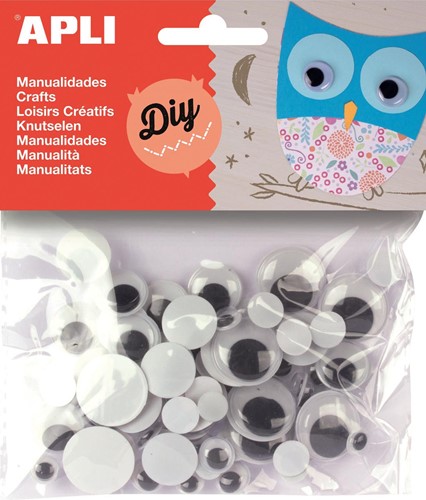 Apli yeux mobiles noirs rond, blister de 75 pièces