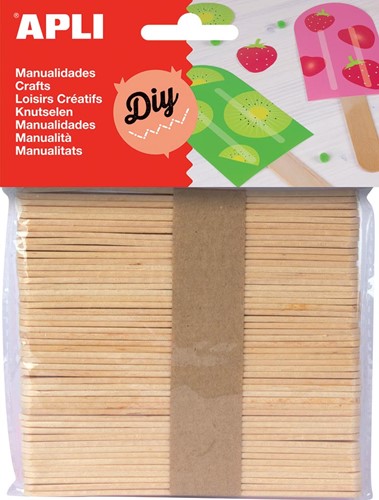 Apli bâtonnets en bois naturel, blister de 50 pièces