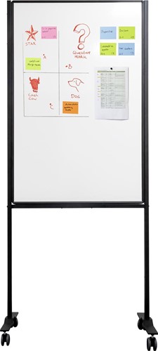 Smit Visual whiteboard, emaille, magnetisch, verrijdbaar, 75 x 120 cm