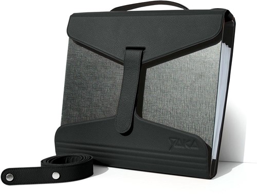 Yaka porte-classeur, cuir noir