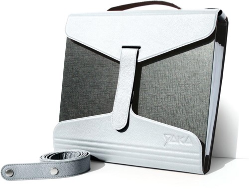Yaka porte-classeur, cuir blanc
