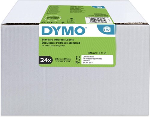 Dymo Value Pack: étiquettes LabelWriter ft 89 x 28 mm, blanc, boîte de 24 x 130 étiquettes 24 Rol