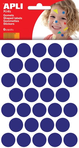 Apli Kids stickers, cirkel diameter 20 mm, blister met 180 stuks, blauw
