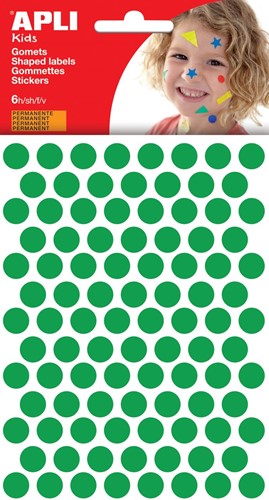 Apli Kids gommettes, cercle diamètre 10,5 mm, pochette de 528 pièces, vert