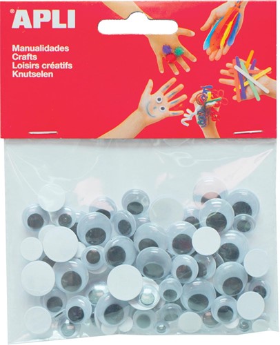 Apli yeux mobiles noirs adhésifs, rond, blister de 100 pièces