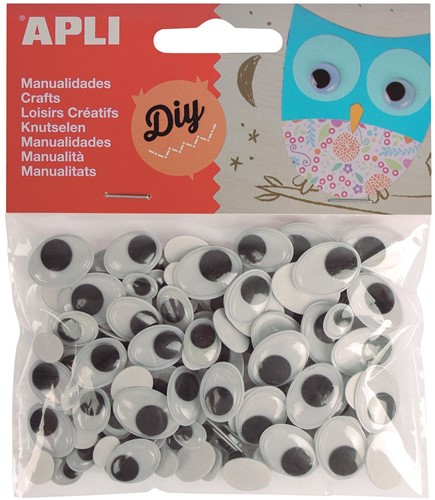 Apli yeux mobiles noirs adhésifs, ovale, blister de 100 pièces